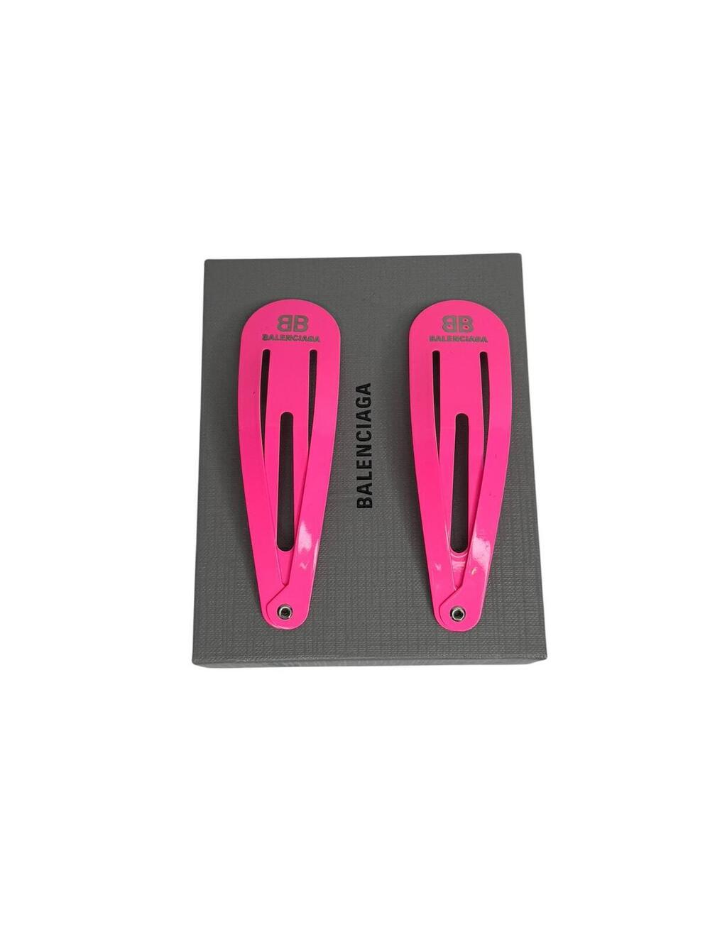 Balenciaga BB Logo Hair Clips Pink Demna Era Rare w Box